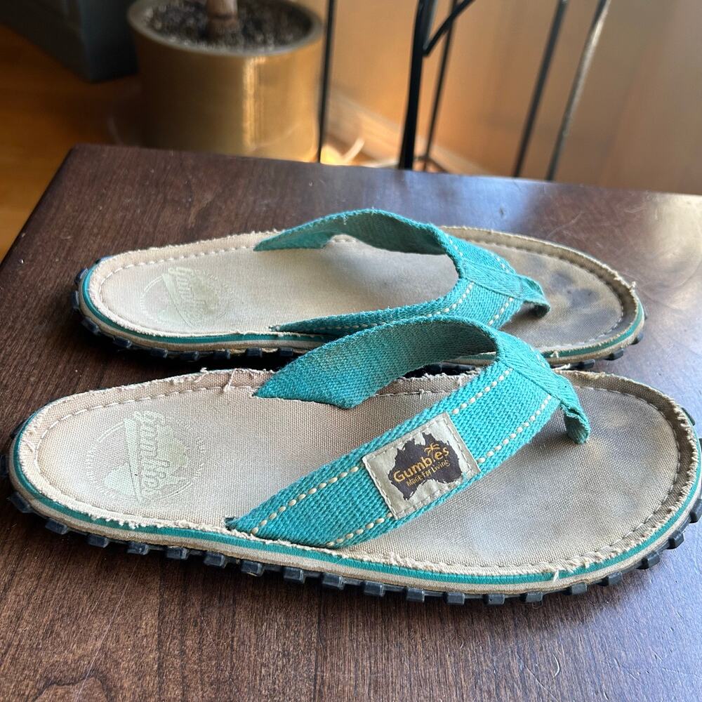 Gumbies Islander canvas flip-flops teal 7 women’s